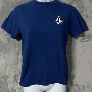 Volcom Youth M Blue T-Shirt Stone Logo Skater Tee 100% Cotton Boys Medium